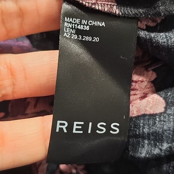 NWT Reiss LENI FITTED FLORAL PRINT Black MIDI Whimsy Fairy DRESS Size 10 *FLAWED - Picture 13 of 16